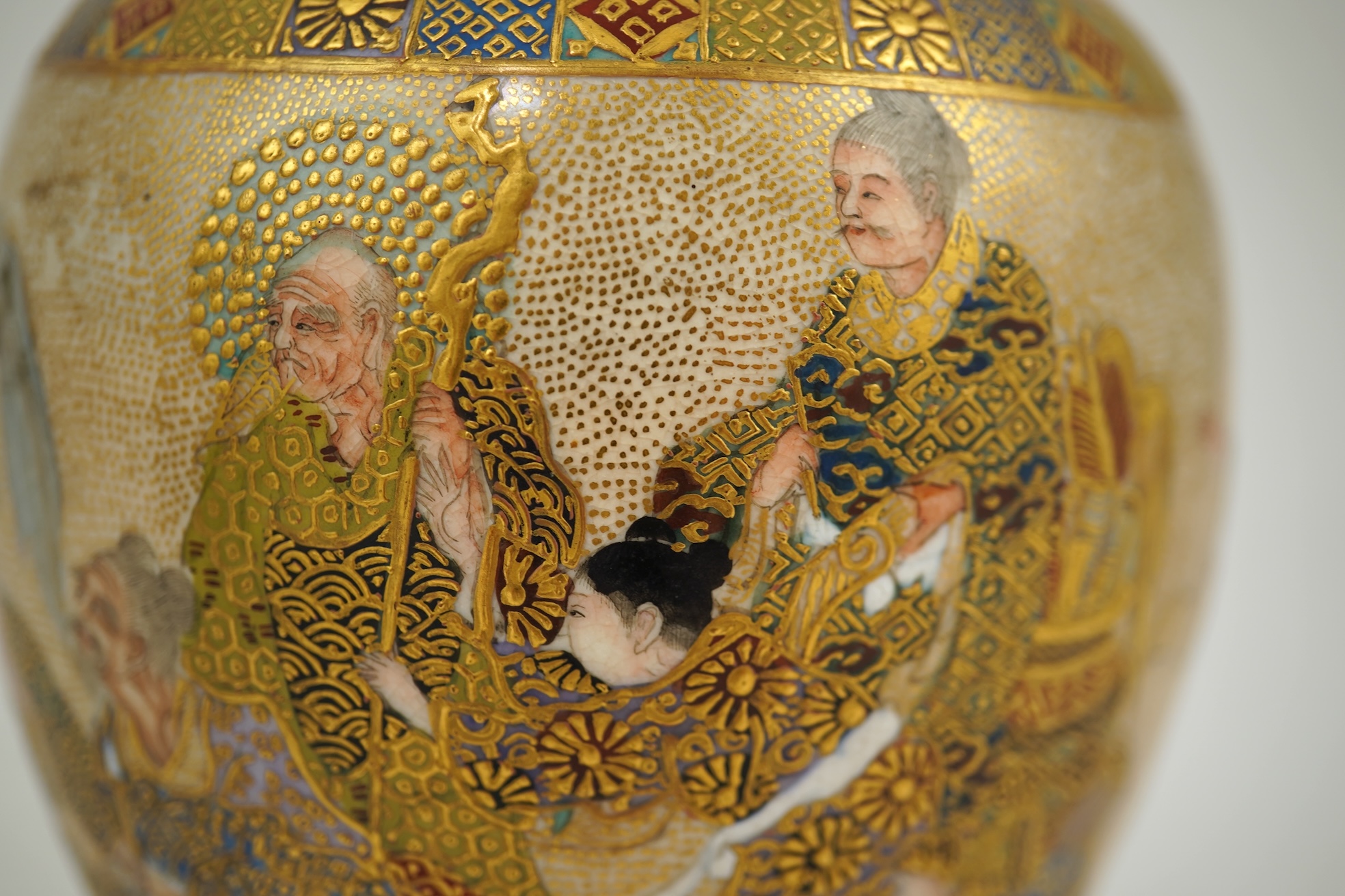 A Japanese small Satsuma vase, by Hattori, Meiji period